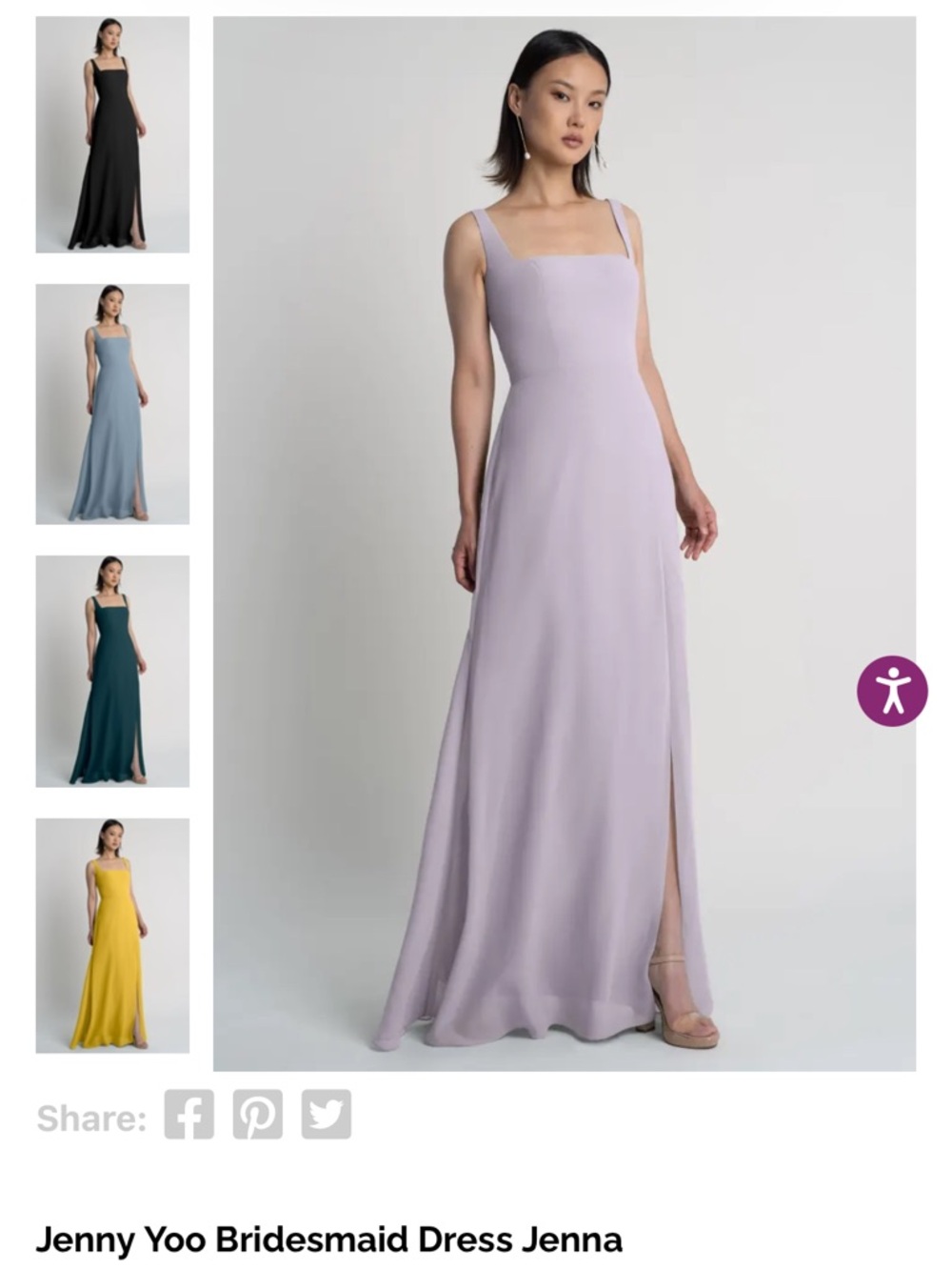Jenny Yoo Soft Lavender Sleeveless Maxi Dress Bridesmaid Jenna Gown